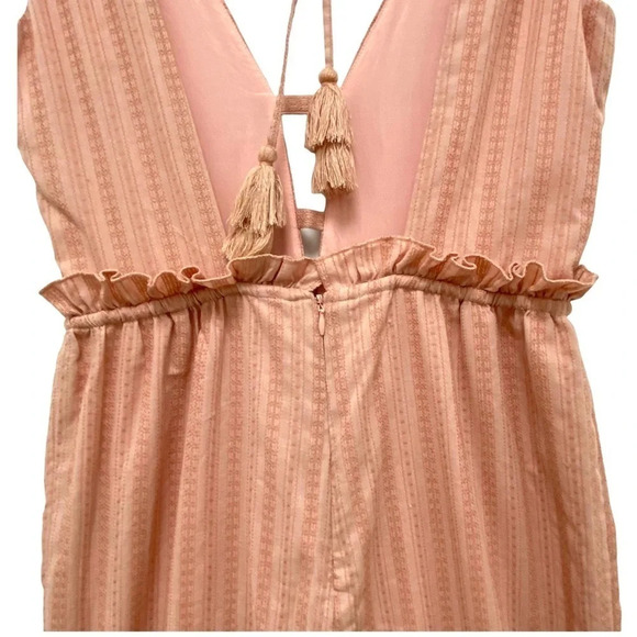 Tularosa Essie Jumpsuit Open Back Linen Cotton Blend Blush Pink Flared Size S - Picture 7 of 11